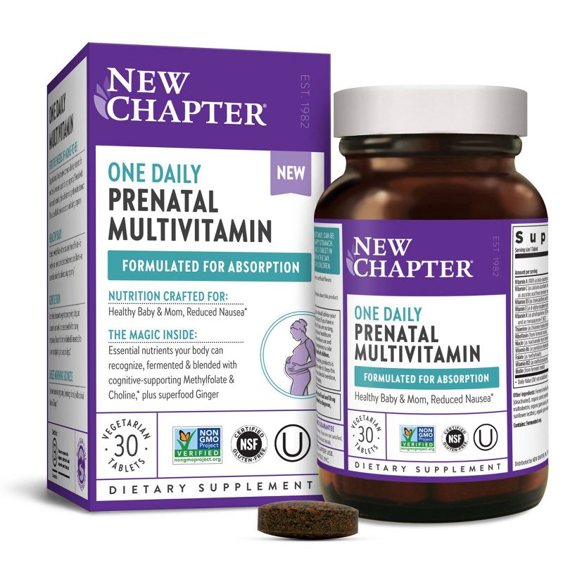 New Chapter Prenatal with Methylfolate + Choline One Daily Multivitamin Tablets - 30ct, 3 of 11