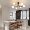 POWLIG 6-Light Vintage Black and Gold Sputnik Chandelier with Glass Shade for Living Room, Kitchen, Bedroom, Dining Room, Farmhouse - 3 of 4