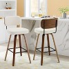 Bekrvio 26"/29" Mid-Century Modern Swivel Bar Stools Set of 1/2/3/4- Faux Leather Upholstered with Back and Bent Wood Legs,Ideal for Kitchen Island - 2 of 4
