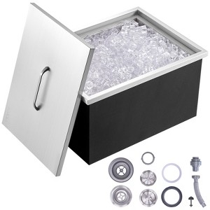 VEVOR Drop in Ice Chest, 20"L x 14"W x 12"H Stainless Steel Ice Cooler, Commercial Ice Bin with Cover, 40 qt Outdoor Kitchen Ice Bar - 1 of 4