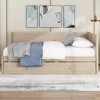 Twin Size Wood Daybed with Trundle and Guardrail, Beige/Gray -ModernLuxe - 2 of 4