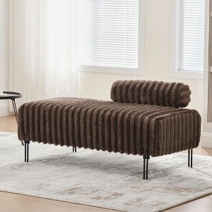 Resenkos 49.6" Wide Upholstered Mini Loveseat with Metal Legs, 2-Seater Small Sofa End of Bed Bench Window Ottoman Footrest, - 1 of 4