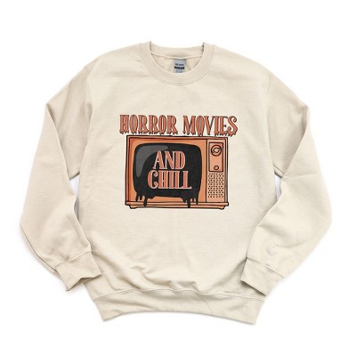 Simply Sage Market Women's Graphic Sweatshirt Horror Movies and Chill TV