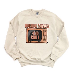 Simply Sage Market Women's Graphic Sweatshirt Horror Movies and Chill TV - 1 of 4