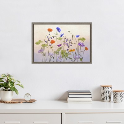 Poppy & Anemone Floral Canvas Print with Wooden Frame