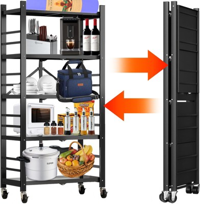 Musment 5-Tier Storage Shelving Unit, Foldable Storage Shelves Wire Shelving Unit