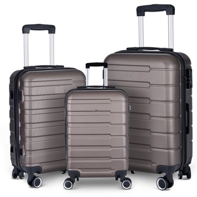 Luggage Set of 3, Suitcases with Spinner Wheels Hardside Expandable Luggage Suitcase Set with TSA Lock for Travel-Brown