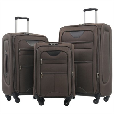 BEAFUP Softside Luggage Expandable Set of 3  Suitcase Upright Spinner Softshell Lightweight Luggage Travel Set