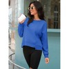 ATHLECHIC Women's Crewneck Fleece Oversized Fashion Fall Outfits Pullover Hoodless Tops Cropped Sweatshirt - 3 of 4