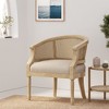XINGHANZHENXUAN Accent Chair with Cane Webbing, Rubber Wood Frame & Upholstered Seat for Living Room, Bedroom - 2 of 4