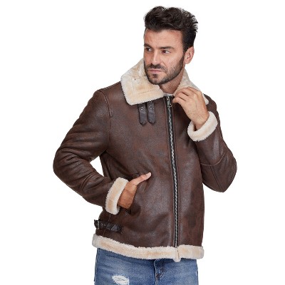 Braveman Faux Shearling Bomber Jacket,Brown,Medium — фото 2