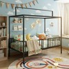 Polibi 3-in-1 Convertible Montessori Metal Floor Bed with Fence Guardrails and Canopy Frame - 2 of 4