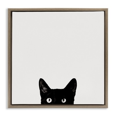 Stupell Industries Black Cat Peeking From Below, 25" x 25"