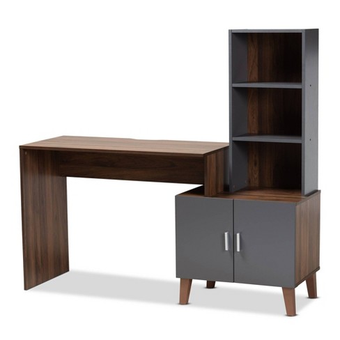 Jaeger Two tone Wood Desk Brown dark Gray Baxton Studio Target