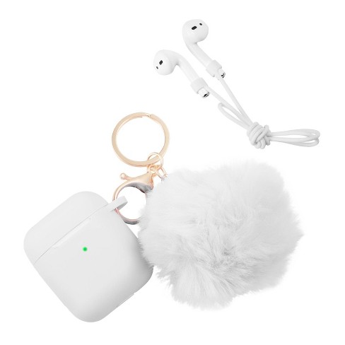 For AirPods Pro 2 Soft TPU Protective Cover Sparkly Rhinestone Shockproof  Earbuds Earphone Case with Keychain - White Wholesale