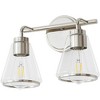 POWLIG 14-in 2-Light Modern Polished Nickel Dimmable Bathroom Vanity Light with Cone Clear Glass Shade - 2 of 4