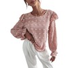 Anna-Kaci Women's Long Sleeve Textured Blouse with Raised Floral Details and Shoulder Ruffle Accents - 2 of 4