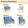 XIZZI 6 Pieces Furniture Set with Swivel Rocking Chairs, Furniture Sofa Set with Ottomans and Loveseat, Rattan Conversation Couch Set - 3 of 4