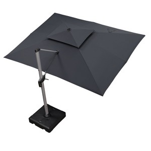 PURPLE LEAF Patio Outdoor Rectangle Umbrella with Base Large Cantilever Umbrella Windproof Offset Heavy Duty Sun for Garden Deck Pool - 1 of 4