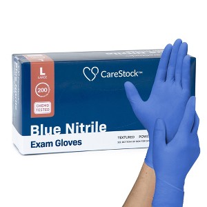 CareStock Blue Nitrile Exam Gloves - Powder Free, Slip-Resistant, Disposable, 1 Box - 1 of 4