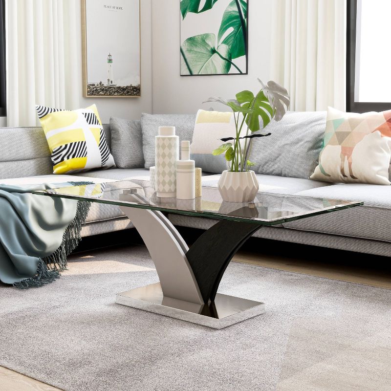 Niessa Contemporary Coffee Table White/Dark Gray/Chrome - HOMES: Inside + Out, 3 of 8