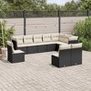 vidaXL Patio Sofa Set with Cushions Outdoor Furniture 10 Piece Poly Rattan - Black and cream Without table - 2 of 4