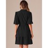 INSPIRE CHIC Women's Collar V Neck Belted Bubble Half Sleeve Tiered Above Knee Shirt Dress - 4 of 4