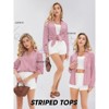 EXLURA Womens Striped Button Down Shirts Long Sleeve Stylish Collared Office Work Blouses Tops - 3 of 4