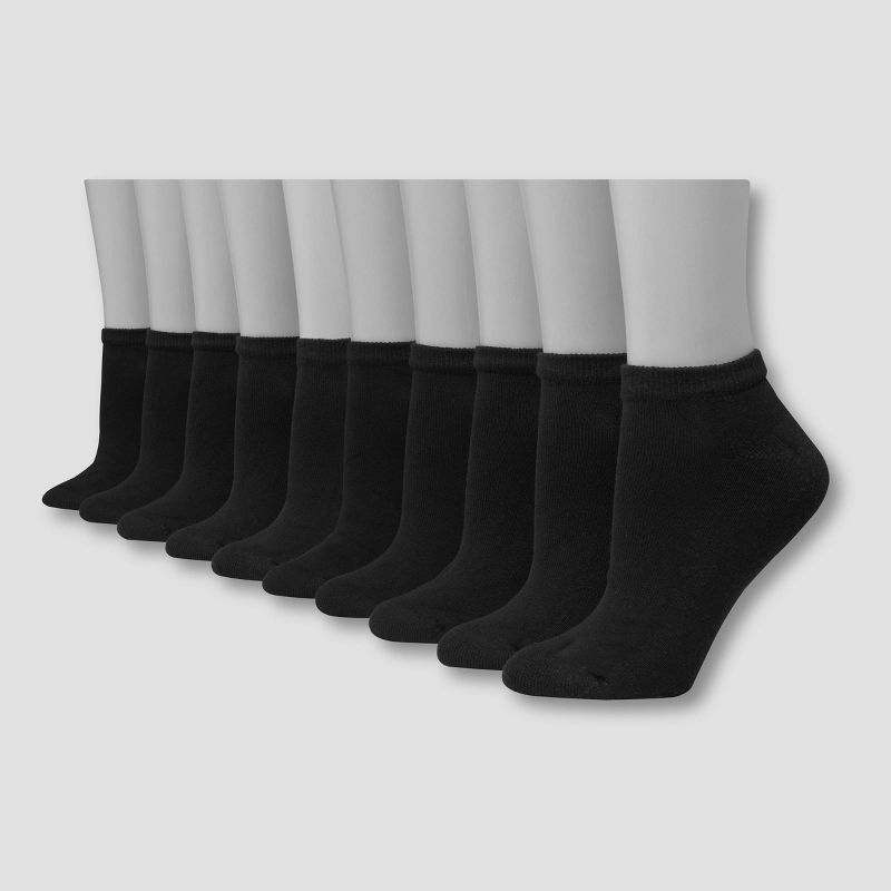 Hanes Women's Extended Size 10pk Low Cut Socks - 8-12, 1 of 6