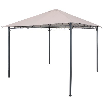 Sunnydaze Steel Open Gazebo with Weather-Resistant Polyester Fabric Top and Black Metal Frame for Backyard, Garden, Deck or Patio - 10' x 10' - Gray