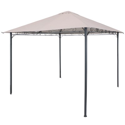 Sunnydaze Steel Open Gazebo with Weather-Resistant Polyester Fabric Top and Black Metal Frame for Backyard, Garden, Deck or Patio - 10' x 10' - Gray