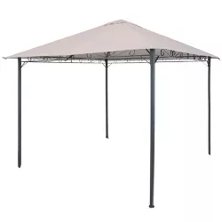 Sunnydaze Steel Open Gazebo with Weather-Resistant Polyester Fabric Top and Black Metal Frame for Backyard, Garden, Deck or Patio - 10' x 10' - Gray