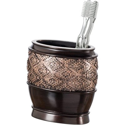 Bronze and Brown Resin 4-Piece Bathroom Accessory Set