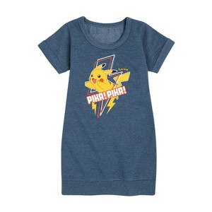 - Pokémon - Pikachu Lightning Bolt Art Graphic Short Sleeve Fleece Dress - 1 of 4