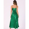 INSPIRE CHIC Women's Satin Sleeveless V Neck Spaghetti Strap Evening Party Maxi Dress - 3 of 4