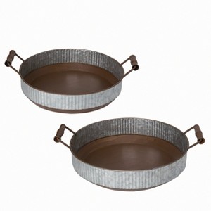 Transpac Metal 17 in. Silver Spring Serving Trays Set of 2 - 1 of 2