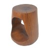 ORRD Vintage Brown Wooden-Patterned Uneven Side Table for Patio with Hollow Design - 4 of 4