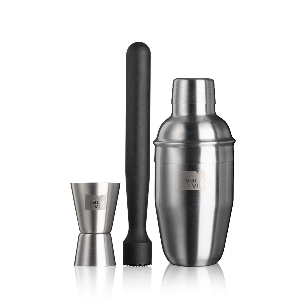 Photos - Barware VacuVin Vacu Vin 3pc Stainless Steel Cocktail Set Silver 