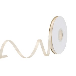 Unique Bargains Polyester Soft Decorative Cake Box Gift Wrapping Ribbon 1/4" x 25 Yard Beige - 1 of 4