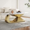 Faux Marble Top Coffee Table,Oval Modern Accent Table with Stainless Steel Base,Versatile Furniture for Living Room or Office-Cuddlewood - 2 of 4