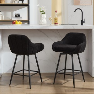 3 Soft Pack BY-Iron Frame Double Layer Soft Pack with Armrest Swivel Bar Stool - Modern Kitchen Counter Stool, Comfortable, Durable, Stylish - 1 of 4