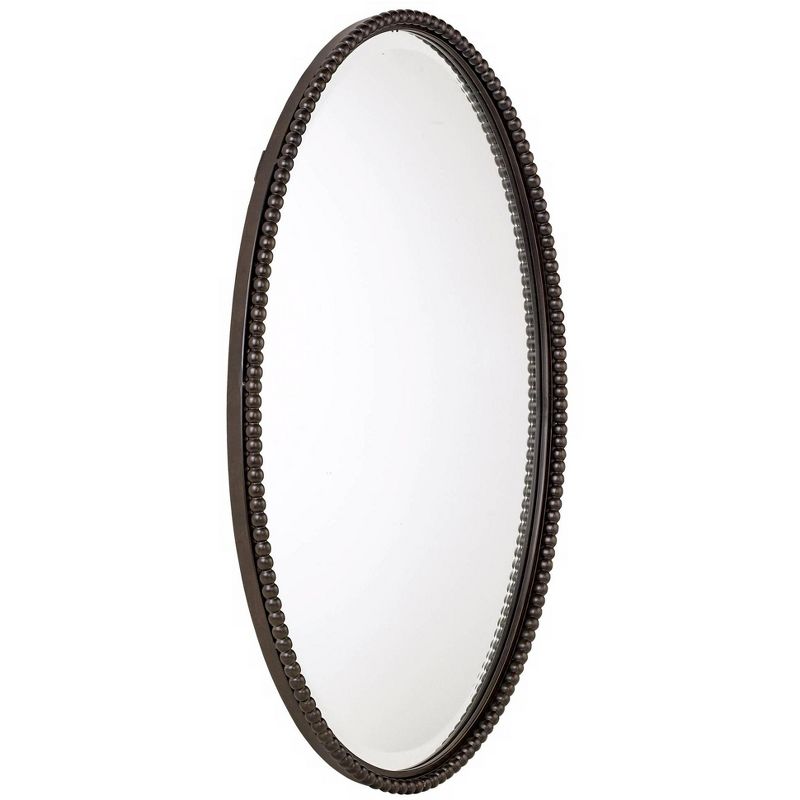 Uttermost Oval Vanity Decorative Wall Mirror Vintage Brown Beveled Oil Rubbed Bronze Beaded Frame 22" Wide for Bathroom Bedroom, 3 of 4
