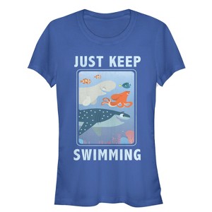 Juniors Womens Finding Dory Keep Swimming Frame T-Shirt - 1 of 3