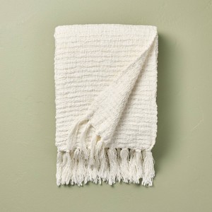 Textured Woven Throw Blanket Sour Cream - Hearth & Hand™ with Magnolia - 1 of 3