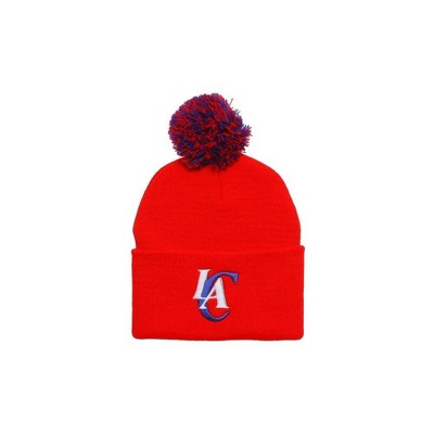 NBA Knit Beanie - Los Angeles Clippers, Red, Cuffed with Pom
