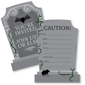 Big Dot of Happiness Creepy Cemetery - Shaped Fill-In Invitations - Spooky Halloween Tombstone Party Invitation Cards with Envelopes - Set of 12 - 1 of 4