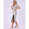 INSPIRE CHIC Women's Short Sleeves Heart Print Lace Trim Slit Side Ribbed Knit Long Nightgowns - 3 of 4