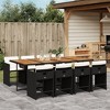 vidaXL Black Poly Rattan Patio Dining Set - 9 Piece Outdoor Furniture with Cushions, Compact Foldable Design for Garden, Patio, Backyard - 2 of 4