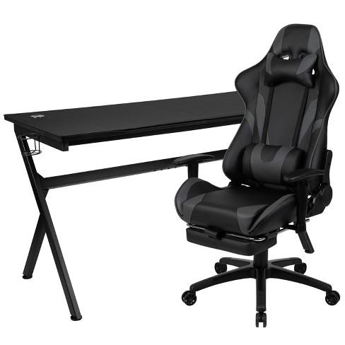 Gaming Chair, Racing Style Computer Recliner with Lumbar Support, Footrest  and Cup Holder, Black/White/Red