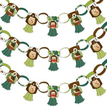 Big Dot of Happiness Forest Hedgehogs - 90  Links & 30 Paper Tassels Decoration Kit - Woodland Birthday Party or Baby Shower Paper Chains Garland 21'